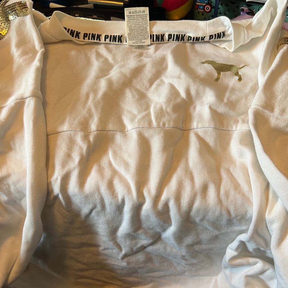 VS PINK Spirt Jersey white and gold sz M
